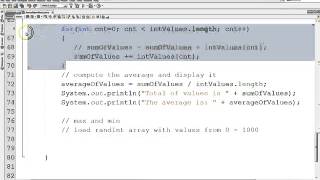 Java Array Algorithms: sum, average, min, and max