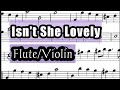 Isn't She Lovely Violin or Flute Sheet Music Backing Track Play Along Partitura