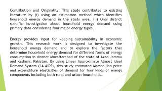 Empirical Analysis of Household Energy Demand Using Almost Ideal Demand System A Case Study of Distr