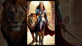 Majestic Warrior Queen and Her Lion – A Symbol of Power & Courage!