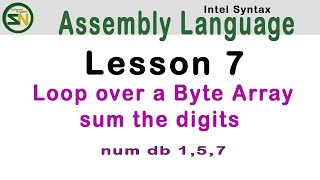 ASM Language: How to Sum the Digits from 8-bit Byte Array - Intel-Syntax Lesson 7. Assembly.