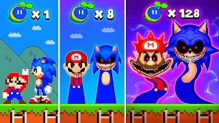 Super Mario Bros. but Every Seed makes Mario and Sonic Evolute become Sprunki Phase 1 vs 9999