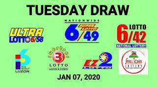 Lotto Result JAN 7 2020 (EZ2, SWERTRES, 6D, 6/42, 6/49, 6/58, SLT)