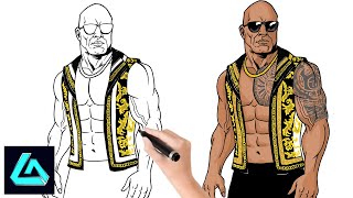 How to Draw Final Boss The Rock Dwayne Johnson - Step by step | WWE Superstars | Line Arts