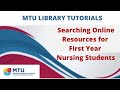 Searching Online Resources for First Year Nursing Students