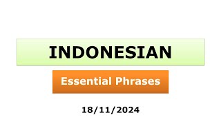 Learn Indonesian | Essential Phrases