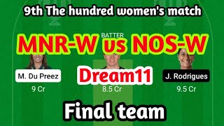MNR-W vs NOS-W dream11 prediction team| #shorts #ytshortsindia #youtubeshortsfeatures