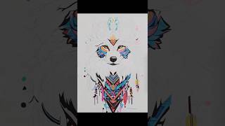 “Vibrant Wolf Tribal Sketch | Mesmerizing Colors in Motion 🎨🐺”