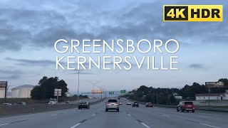 Greensboro to Kernersville, North Carolina, USA | Driving Tour | 4K HDR