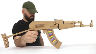 How To Make Cardboard AK47 - Blowback Semi Auto all Mechanical.