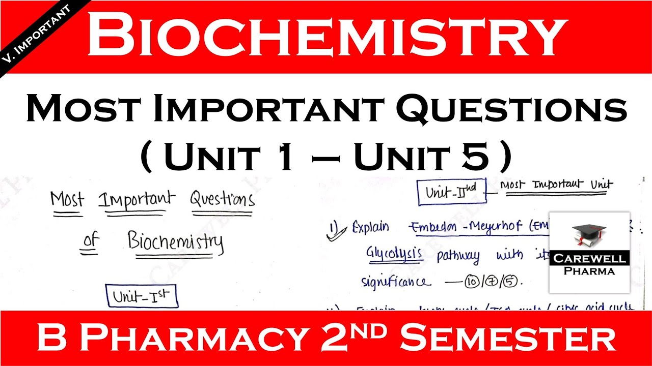 Biochemistry Most Important Questions || B Pharm 2nd Semester ...