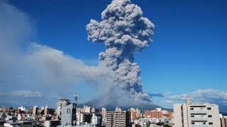 Japan: volcano's 5km-high ash cloud covers nearby city