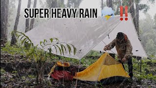 AMAZING CAMPING IN SUPER HEAVY RAIN ⛈️‼️SOLO CAMPING IN HEAVY RAIN, RELAXING CAMPING IN RAIN