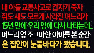 실화사연- 내 아들 교통사고로 갑자기 죽자 쥐도 새도 모르게 사라진 며느리가15년 만에 우리 앞에 다시 나타는데..며느리 옆 조그마한 아이를 본 순간 온 집안이 눈물바다가 됐습니다