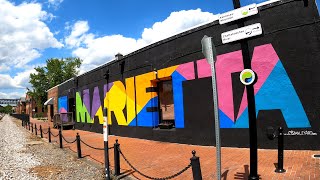 Marietta, GA - City Square - Walking Virtual Tour - 4K