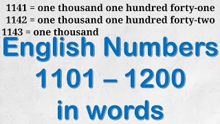 English Numbers 1101 – 1200 in words | number name | spellings