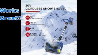 ENHULK 12in. Cordless Electric Snow Shovel, 20V Power -  Lightweight \u0026 Efficient Snow Clearing