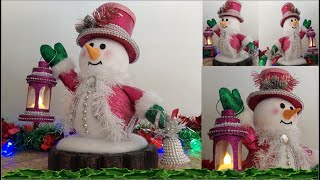 Como fazer um Maravilhoso Boneco de neve com lanterna / MUÑECO DE NIEVE decoracion navideña