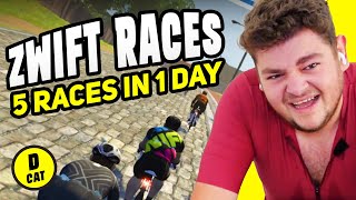 I Rode 5 ZWIFT RACES in 1 DAY! - Cat D Zwift Racing