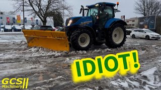 Snow mission at silly oclock....clearing the snow with one of the New Holland  Tractors