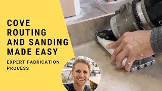 Solid Surface Cove Countertop Routing and Sanding - Expert Fabrication Process