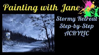 Stormy Retreat Step by Step Acrylic Painting on Canvas for Beginners