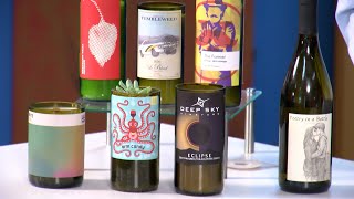 Handmade Candles Using Wine Bottles with Cactus Vine