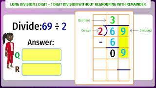 Long Division with Remainder | 2-Digit ÷ 1-Digit Without Regrouping | Grade 3 Math