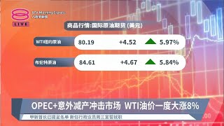 《股汇动态》OPEC+意外减产冲击市场  WTI油价一度大涨8%【2023.04.03 八度早新闻】