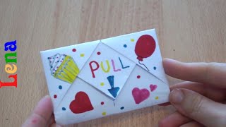 Überraschungskarte Geburtstag Umschlag basteln Emoji PullTab Origami envelope💚Surprise Birthday Card