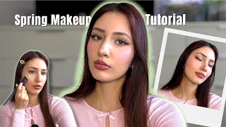 Soft and glowy pink spring makeup tutorial🌸 (easy and wearable)