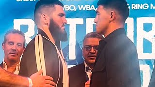 Artur Beterbiev INTIMIDATING FACE OFF vs Dmitri Bivol; STARES HIM DOWN with ANGRY look in his eyes