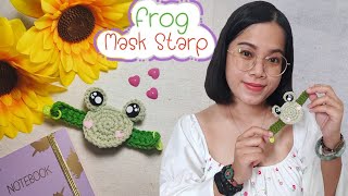 Crochet Frog Mask Strap Tutorial Free Pattern ถักไหมพรม สายคล้องแมสกบโครเชต์