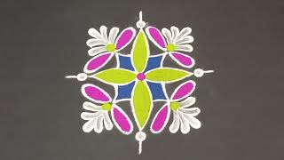 3 Beautiful simple rangoli designs ||Colourful traditional designs ||Daily easy kolam ||