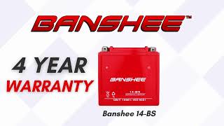 Banshee Batteries YTX14-BS Motorcycle Battery Replacement- 4-Year Warranty and 200 CCAs