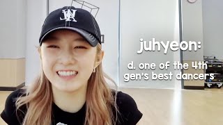 lightsum's juhyeon being one of the 4th gen's main dancers | VLIVE edition