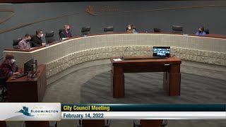 February 14, 2022 Bloomington City Council Meeting