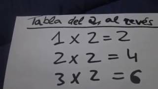 TABLA DEL 2, día 9, "al revés" 0x2= 0, 1x2=2 ...8x2=16.9x2= 18, 10x2= 20.