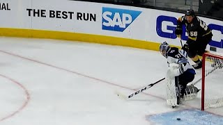 Haula catches Hellebuyck behind net, feeds Neal for goal