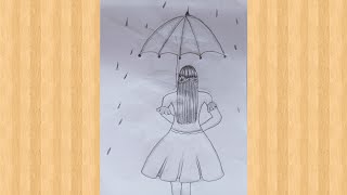 how to draw a girl with umbrella/beautiful girl drawing/pencil sketch/girl drawing