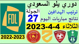 ترتيب دوري يلو الدرجة الأولى السعودي بعد مباريات اليوم الثلاثاء 4-4-2023 الجولة 27