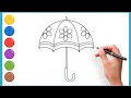 Umbrella Drawing // How to draw umbrella Drawing for kids // painting and colouring