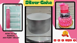 Silver Cake in Tamil |How to use Manual Air Brush Pump |Silver Cake | #cakedecor
