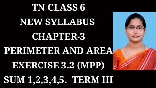 6th maths Term-3 Ch-3 Perimeter and Area | Ex-3.2 (1,2,3,4,5) sums | samacheer 2021