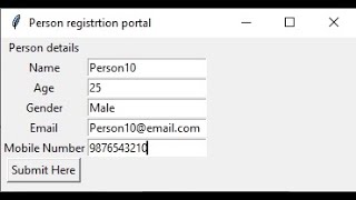 python Tkinter mini project: Python GUI app to enter and store person details in MySQL database