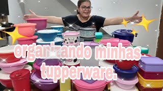 organizando meu armário onde guardo minhas tupperware.