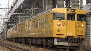 【4K】JR山陽本線　地域色115系電車　ｵｶD-08編成+ｵｶA-02編成