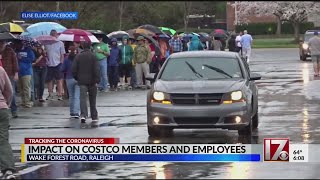 Long lines seen outside Raleigh Costco and NC Sam's Club