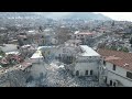 aerial shots of destruction in the old city of antakya turkey