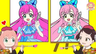 【ぬりえ対決】ひろがるスカイ！プリキュアのキュアプリズムのぬりえ対決！スパイファミリー SPY×FAMILY